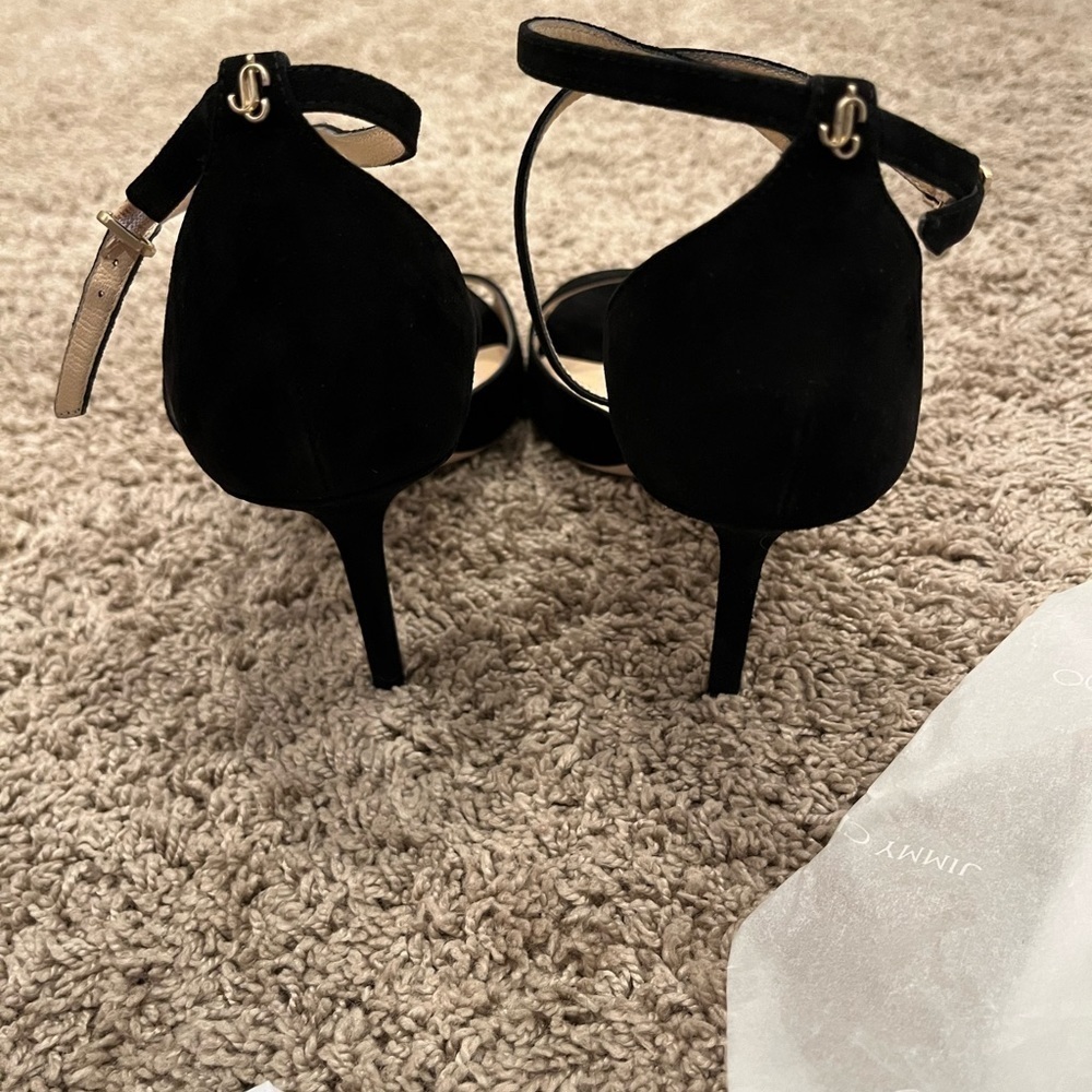 NWB Jimmy Choo Emsy Suede Sandal Black 41 85mm - Picture 7 of 13